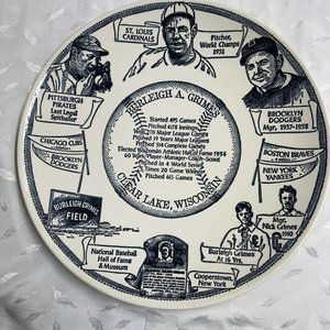 Burleigh A Grimes Pitcher Collectible Plate Clear Lake Wisconsin MLB